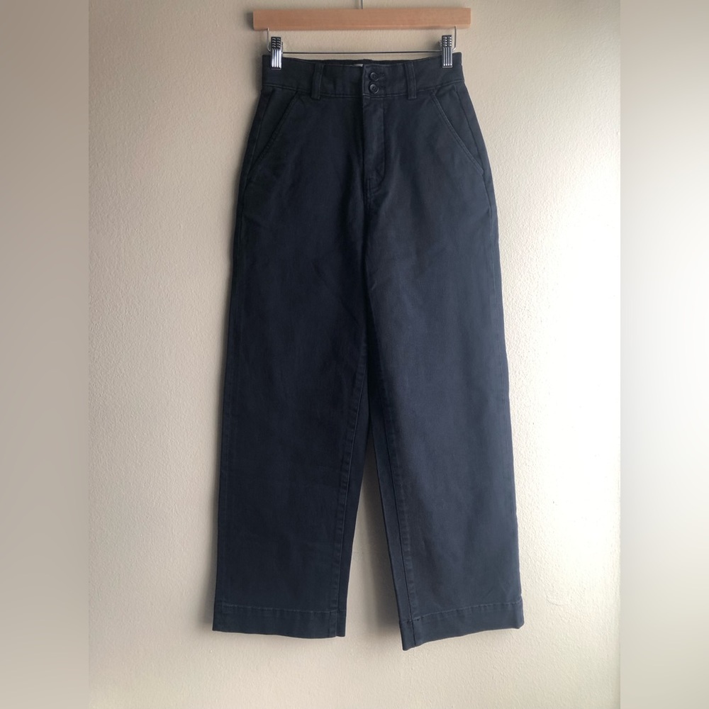 NEW EVERLANE The Organic Wide Leg Pants Women's Size 0 Black